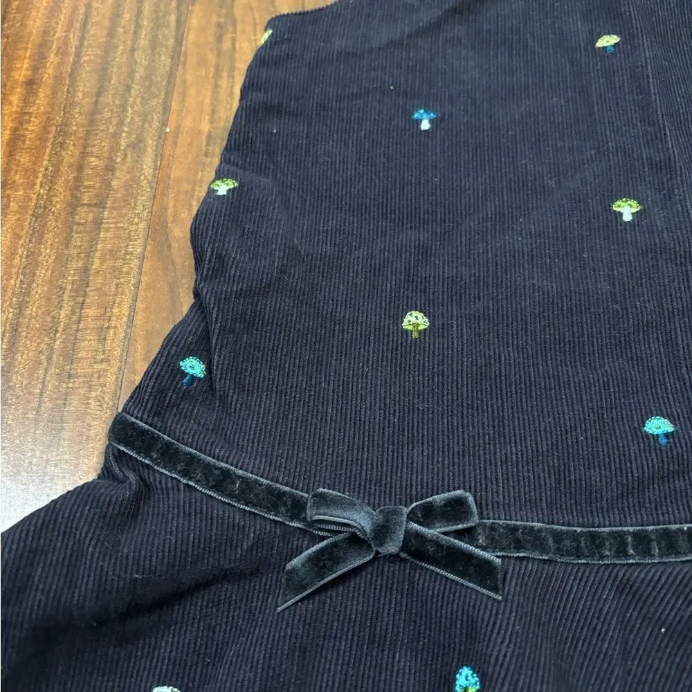 Gymboree vintage 2003 navy/grey corduroy embroidered mushroom dress